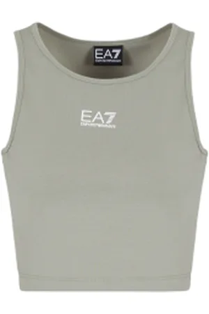 EA7 Para mulher. 7W000504_AF14752 Top desportivo da série Logo em algodão elástico cinzento (L), , Multisport