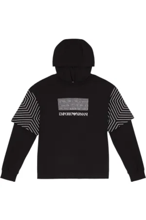 EA7 Para menino. 7B000045_AF10380 Sweatshirt over fit preta (10Años= 142cm), , Casual, Esportivo, Algodão, Multisport, moda infantil