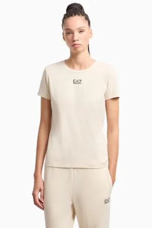 EA7 Para mulher. 7W000072_AF12115 T-shirt Logo Series em algodão e modal elástico (S), Casual, Esportivo, Multisport, Manga curta