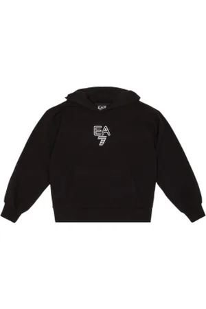 EA7 Para menina. 7G000044_AF13135 Camisola com capuz em algodão elástico Visibility black (10Años= 142cm), , Casual, Esportivo, Multisp