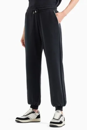 EA7 Para mulher. 7W000143_AF12643 Calças de fato de treino pretas de mistura de modal elástico (XL), , Casual, Esportivo, Multisport