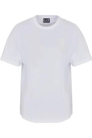 EA7 Para mulher. 7W000186_AF10201 T-shirt de manga curta branca (L), , Casual, Esportivo, Algodão, Multisport