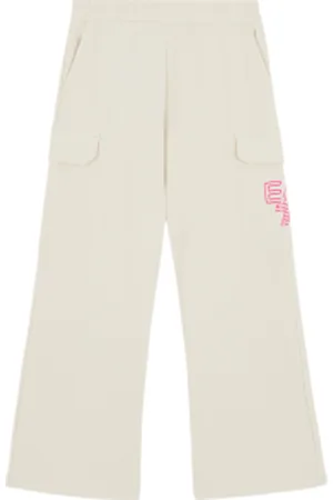 EA7 Para menina. 7G000051_AF13135 Calças desportivas de felpo francês (10Años= 142cm), Casual, Algodão, moda infantil