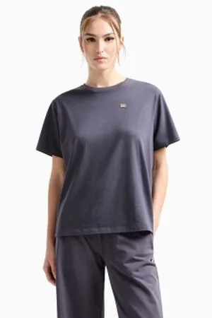 EA7 Para mulher. 7W000028_AF10373 T-shirt de manga curta cinzenta (3XL), Casual, Esportivo, , Algodão, Multisport