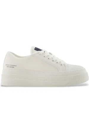 Armani Exchange Para mulher. XW001196AF14599M0107 Sapatilhas de plataforma brancas (37), , Plano, Cordão, Casual
