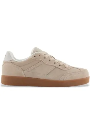 Armani Exchange Para mulher. XDX182XV86801819 Sapatilhas de couro bege (35), Plano, Cordão, Casual
