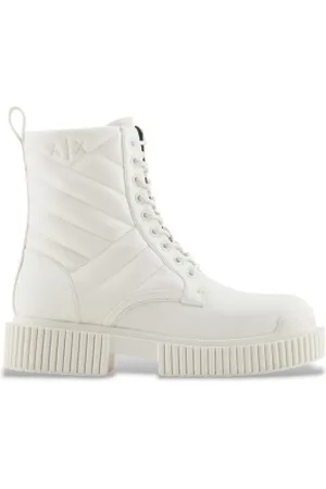 Armani Exchange Para mulher. XDN040XV91901810 BT botins em pele brancos (35), Couro, Plano, Cordão, Casual