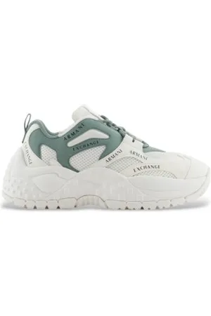 Armani Exchange Para mulher. XDX120XV708U604 Ténis em várias misturas de materiais, branco, verde (35), Plano, Cordão, Casual