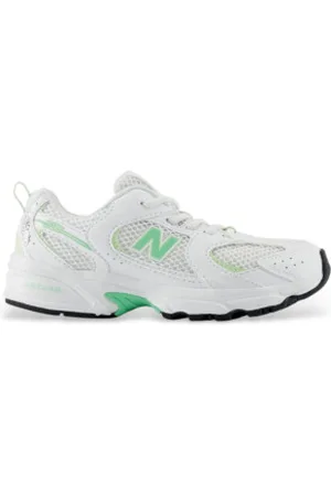 New Balance Unisex para criança. PZ530V1 Sapatos 530 Bungee brancos (31), Plano, Cordão, Casual, moda infantil