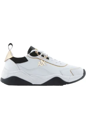 Armani Exchange Para mulher. XDX104XV580S037 Ténis de couro liso branco (36), Plano, Cordão, Casual