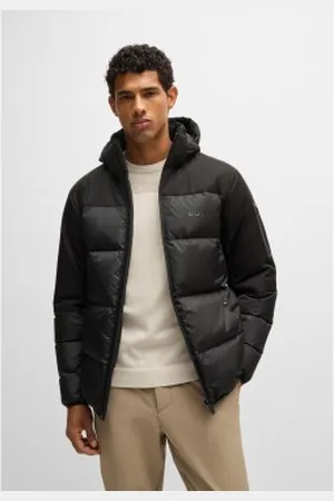 HUGO BOSS Para homem. 50522660 Casaco de penas repelente de água com capuz amovível (3XL), Casual, Polister Reciclado, Sustentável