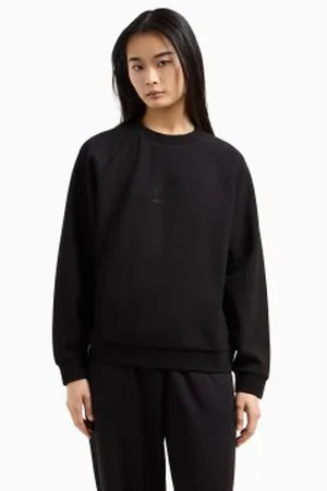 Armani Exchange Para mulher. XW000826AF13397UC001 Camisola com gola redonda preta (L), , Casual, Esportivo, Multisport, Viscoso