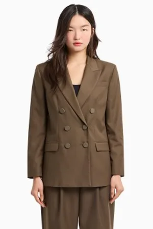 Armani Exchange Para mulher. XW000220AF10855U6199 Blazer semiestruturado trespassado com botões de borracha castanhos em tons de castanho (X