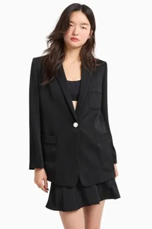 Armani Exchange Para mulher. XW000140AF10840UC001 Blazer semi-estruturado de um botão com bolsos de remendo e logótipo bordado no peito pret