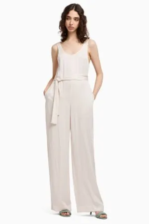 Armani Exchange Para mulher. XW000210AF12742U1003 Macacão maxi sem mangas ecru (XXS), Casual, Viscoso, Sem mangas / correias