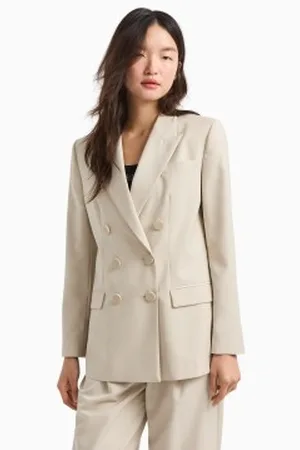 Armani Exchange Para mulher. XW000220AF10855U1095 Blazer semiestruturado trespassado com botões de borracha em tons de (XXS), Casual, P