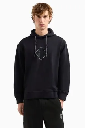 Armani Exchange Para homem. XM000224AF12656UB101 Camisola com capuz em felpo francês em azul-marinho algodão carvão felpo francês (L), Casua