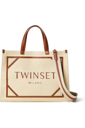 Twin-Set Para mulher. 251TB7081 Saco de compras em lona com logótipo escuro (OSFA), Casual