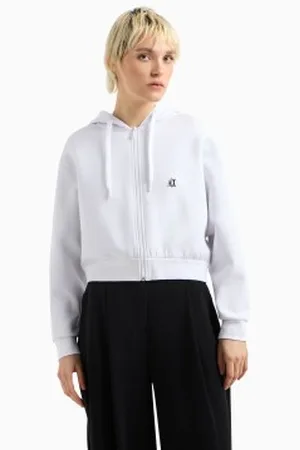 Armani Exchange Para mulher. XW000822AF10818U0002 Sweatshirt branca com fecho de correr (L), , Casual, Esportivo, Algodão, Multisport