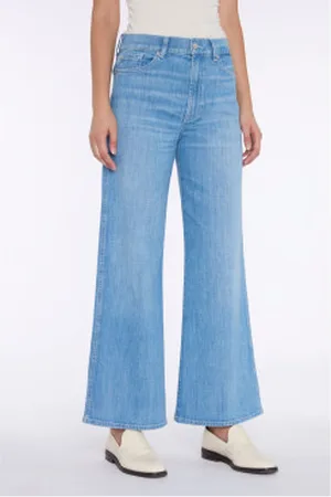 7 for all Mankind Para mulher. 7U667R51HON Calças de ganga Lotta Croped azul (24), Casual, Algodão