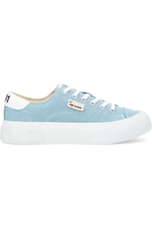 No Name Para mulher. QNBCDN0 Reset Sneaker sapatilhas de lona em ganga azul lavada com pespontos (39), Tecido, Plano, Cordão, Casual