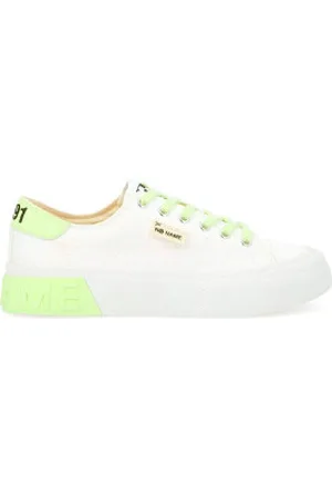 No Name Para mulher. QNBCCF0 Sapatilhas em lona de algodão reciclado Ténis Reset branco, verde (38), Tecido, Plano, Cordão, Casual