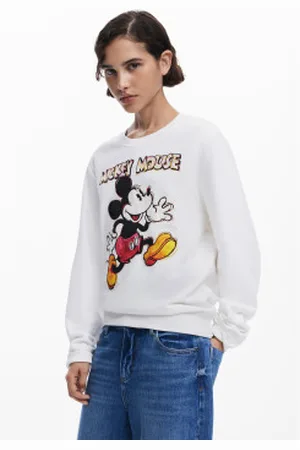 Desigual Para mulher. 25SWSK45 Sweatshirt Avery Mickey Mouse branca (S), , Casual, Algodão