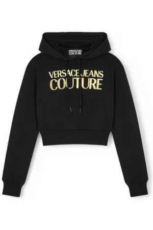 VERSACE Para mulher. 78HAIE00-CF00E Sweatshirt curta com capuz e logótipo (S), Casual, Algodão