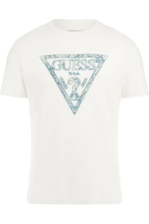 Guess Para homem. M5GI06I3Z14 T-shirt triangular branca (S), , Casual, Algodão, Manga curta