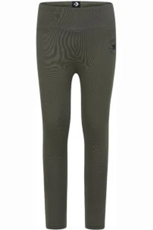 Converse Para menina. 4CD916 Leggings de cintura subida com remendos verdes do Chuck (S), Casual, Esportivo, Algodão, Multisport, moda infan