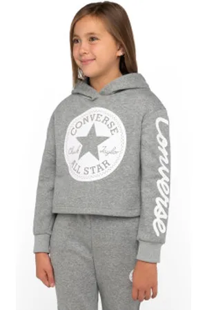 Converse Para menina. 469889 Sweatshirt cortada Assinatura cinzenta (M), Casual, , Algodão, moda infantil