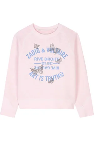 Zadig & Voltaire Para menina. X60323 Camisola de algodão cor-de-rosa (4Años= 102cm), Casual, moda infantil