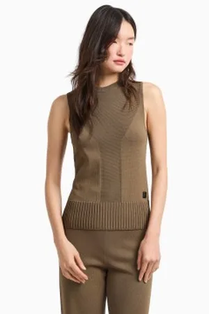 Armani Exchange Para mulher. XW000118AF10352U6199 Top sem alças castanho (L), , Casual, Viscoso, Sem mangas / correias