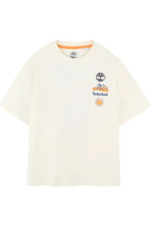 Timberland Unisex para criança. T60434 T-shirt de manga curta off-white (10años= 138cm), , Casual, moda infantil