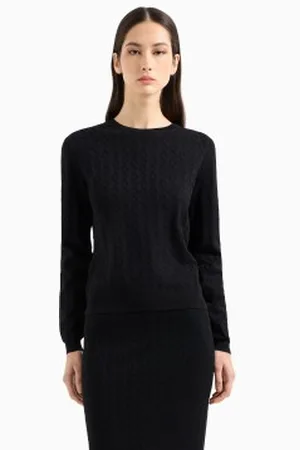 Armani Exchange Para mulher. XW000910AF10352FC026 Camisola de corte justo preta (L), , Casual, Viscoso