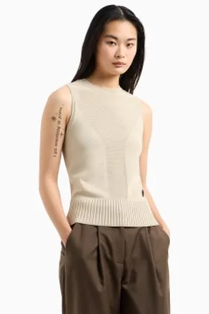 Armani Exchange Para mulher. XW000118AF10352U1095 Top sem alças (L), Casual, Viscoso, Sem mangas / correias