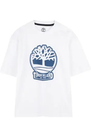 Timberland Unisex para criança. T60422 T-shirt de manga curta branca (4Años= 102cm), , Casual, Algodão orgânico, Sustentável, moda inf