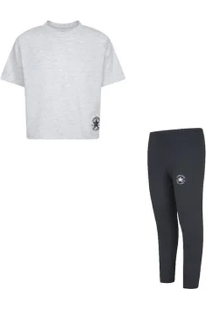 Converse Unisex para criança. 3CH010 Conjunto boxy cinzento (3años= 92/98 cm), Preto, Casual, Esportivo, , Algodão, Multisport, Manga c