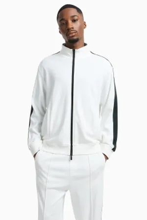 Armani Exchange Para homem. XM000311AF10365U0009 Camisola com fecho de correr e tiras brancas com o logótipo (S), , Casual, Esportivo