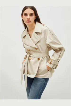 MARELLA Para mulher. 2513021031200 Gabardine remota (40), Bege, Casual, Algodão