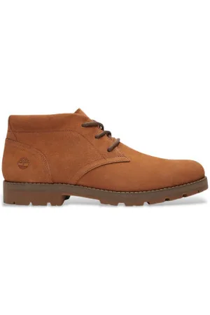 Timberland Para homem. TB0A6CAAEIZ1 Botas de couro de cano médio com atacadores castanhas Britton Square (45), Marrom, Plano, Cordão, Casual