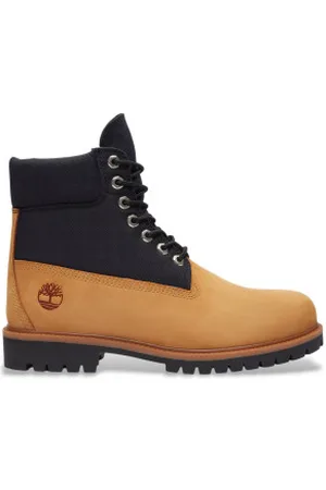 Timberland Para homem. TB0A6EASEJS1 Botas de couro impermeáveis 6-Inch Heritage amarelo, preto (50 W), Plano, Cordão, Casual