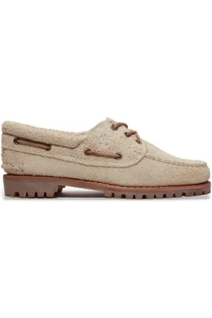 Timberland Para mulher. TB0A2GNVEUP1 Sapatos de barco Noreen em pele bege (39.5 W), Couro, Plano, Cordão, Casual, Clássico