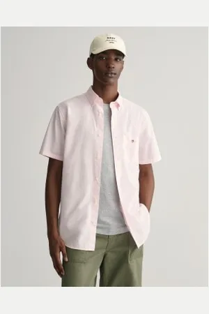 GANT Para homem. 3000101 Camisa de manga curta de ajuste regular em popeline cor-de- (L), Casual, Algodão