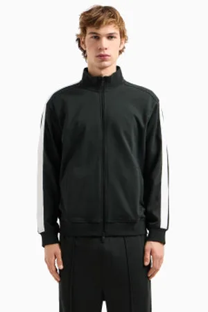 Armani Exchange Para homem. XM000311AF10365UB001 Sweatshirt com fecho de correr e tiras pretas com o logótipo (S), , Casual, Esportivo