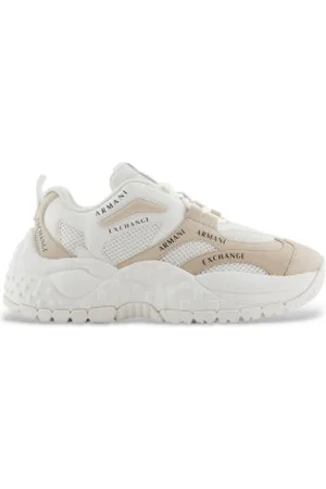 Armani Exchange Para mulher. XDX120XV708U626 Sapatilhas de malha com padrão personalizado (39), Plano, Cordão, Casual