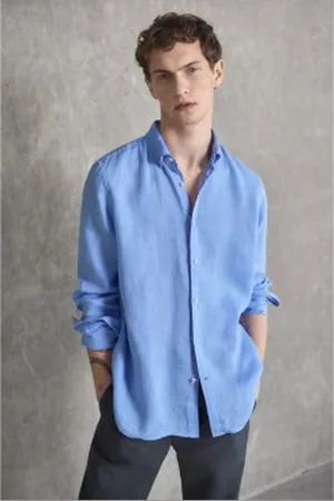 ECOALF Para homem. GASRMALIB0725MS23-407 Camisa azul Malibualf (XL), Casual, Linho, Manga comprida, Sustentável