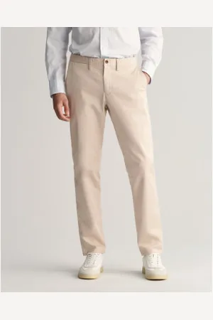 GANT Para homem. 1505221 Calças chino de sarja de corte justo (30/34), Casual, Algodão