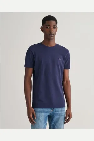 GANT Para homem. 2013033 T-shirt de piqué azul-marinho (L), Casual, Algodão, Manga curta