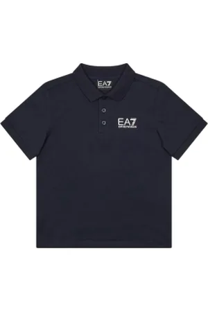 EA7 Para menino. 7B000022_AF10378 Pólo de manga curta em malha de algodão azul-marinho fresca (10Años= 142cm), Casual, moda infantil